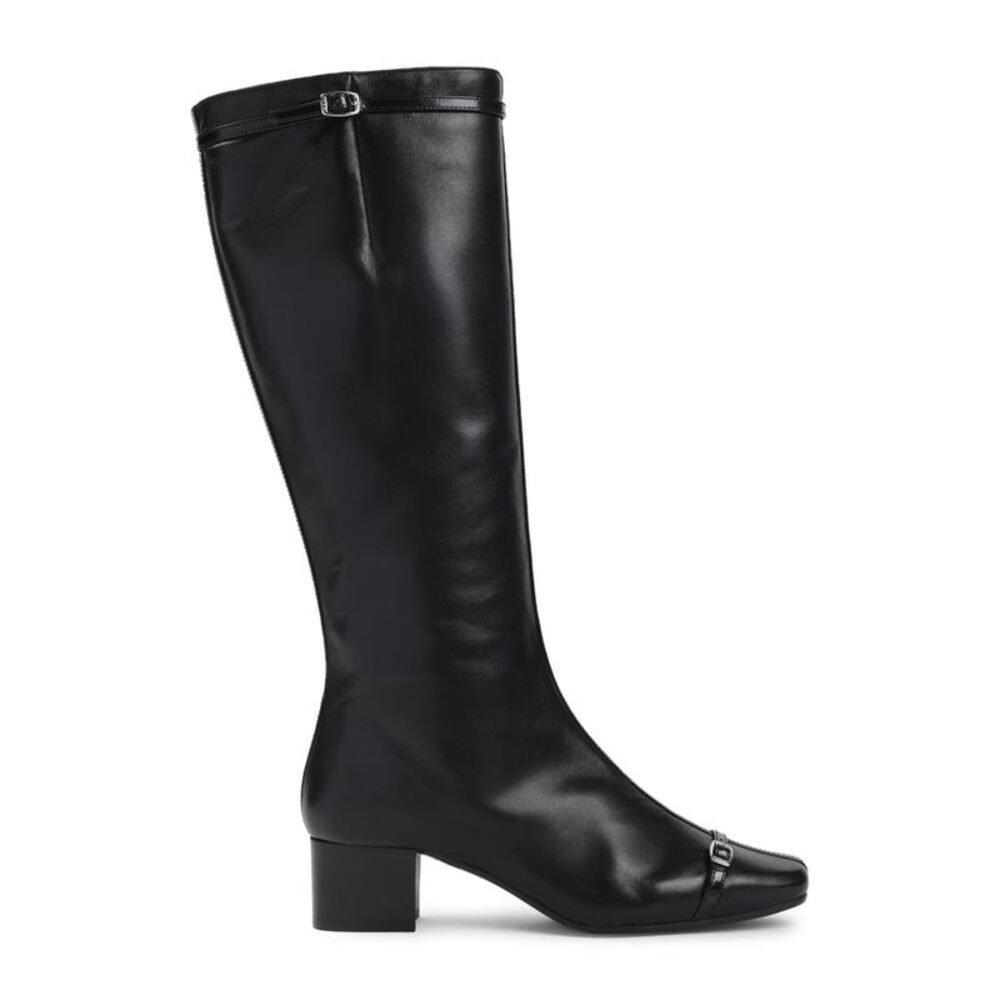 CAREL Women's Leather Knee-High Boots with Buckle Detail Women BLACK